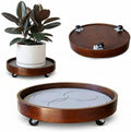 Plant Caddy with Wheels Indoor – Bamboo Rolling Plant Stand with Absorbent Stone, No Water Stains, 360° Wheels, Floor Protection Plant Tray for Heavy Pots by PiporeabyKANDOHAUS