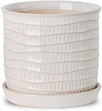 5.8 Inch Ceramic Planter with Drainage Hole & Bonded Saucer by Chubacoo