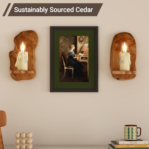 Wooden Wall Sconce Candle Holder, Rustic Wall Decor Set of 2 - Image 4