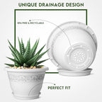 10 Inch Plant Pots with Drainage Hole - Lightweight Flower Pots for Herbs and Flowers - Home Decor Plastic Planters for Indoor Outdoor Plants- Pack of 4 (White, 10 inch) - Image 3