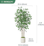SOGUYI 5ft Artificial Ficus Tree in White Imitation Ceramic Planter - Image 6