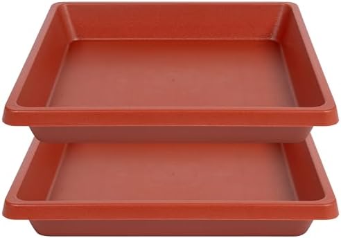 Square Plant Saucer 14 Inch 2 Pack, 6 8 10 12 13 16 18 20 Durable Plastic Plant Trays for Pots-Indoor Outdoor, Durable and Thicker Large Plant Drip Trays, Flower Planter Saucers for Potted Plants by Unknown