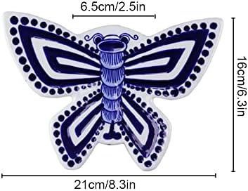 Blue & White Porcelain Wall Vase,Butterfly Shape Hydroponic Vase Wall Planter for Indoor, Outdoor (B) - Image 2