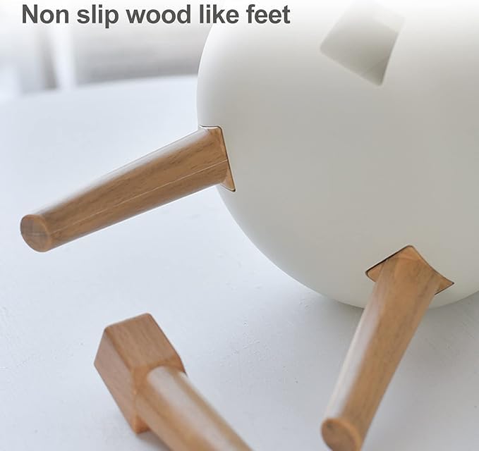 Modern self-Watering Planter with Stand Legs, White Planter Pot with Wood-Mimic Stand, Easy Lazy Care Planter, Size 13 x 8 - Image 6
