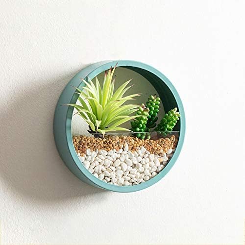 Pack of 4 Round Wall Planters Hanging Metal Plant Containers Circle Plant Holder Contemporary Morden Circle Iron Vase for Succulents or Herbs Cactus and More (Blue) - Image 6
