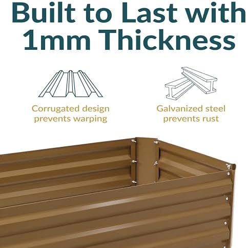 Sunnydaze Galvanized Raised Garden Bed, Rectangle, 4x2x1 ft, Brown - Image 2