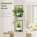 Hanging Planters for Indoor Plants - Aesthetic Photo Frame Style Wall Plant Holder - Metal Window Plant Shelves, Wall Plant Hanger for Lingving Room Home Gardening Wall Decor (4-Pack) - Image 2