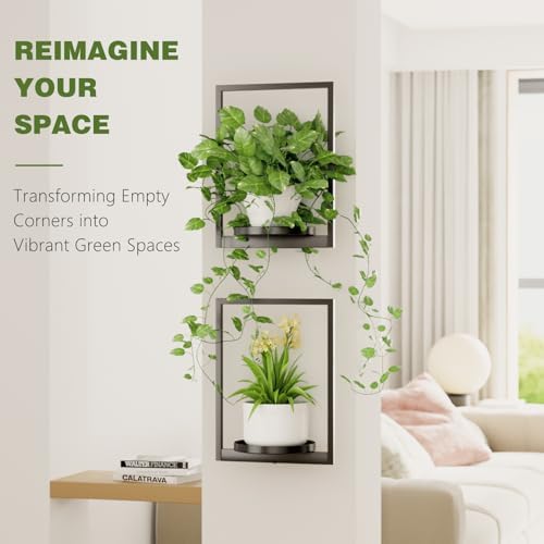 Hanging Planters for Indoor Plants - Aesthetic Photo Frame Style Wall Plant Holder - Metal Window Plant Shelves, Wall Plant Hanger for Lingving Room Home Gardening Wall Decor (4-Pack) - Image 2