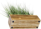 MyGift 12 Inch Artificial Grass Plant, Rustic Burnt Wood Planter Box - Image 7