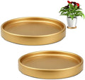 7 Inches Round Ceramic Plant Saucer Drip Tray Set of 2 for Indoor Small Flower Pots Home Garden Outdoor Flower Plant Pot,Gold Saucers by LNQ+LUNIQI