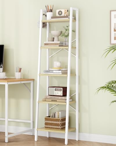 Hzuaneri Ladder Shelf, Bookshelf, Freestanding Corner Storage Shelf - Image 3