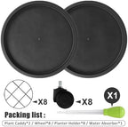 2Pack 15.7'' Large Plant Stand with Wheels, Black - Image 3