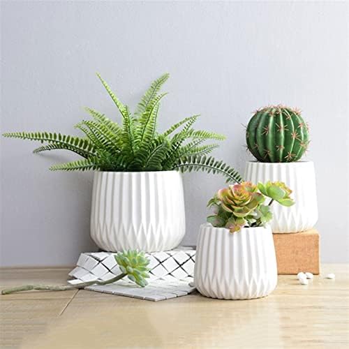 Indoor Plant Pots Black/White Ceramic Plant Pot Modern Minimalist Style Plant Pot Durable Flower Container Small Plant Flower Container Planters for Outdoor Plants(White,Small) - Image 4