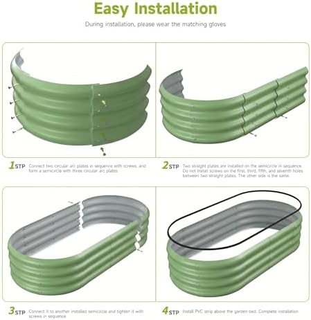 2PCS 4x2x1 FT Oval Metal Raised Garden Bed Kit, Open Bottom Design Elevated Garden Planter Box Outdoor, Trough Planter for Outdoor Plants, Flower, Vegetables, Fruit, Herbs (Green) - Image 4