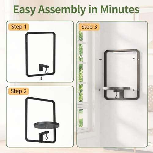 LASZOLA Plant Picture Frame Holder Shelf Wall Window Indoor, 3 Pcs Black - Image 4