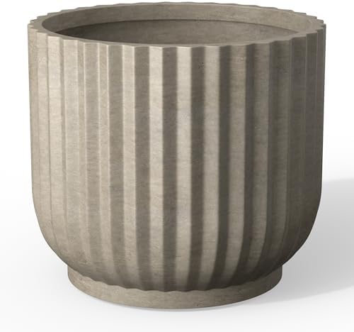 Kante Small Round Pedestal Weathered Concrete Planter 11" Dia, Outdoor by Unknown