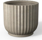 Kante Accent Round Pedestal Weathered Concrete Planter 14" Dia, Outdoor by Unknown