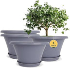 Quarut 12 Inch Pots for Plants,4 Pack Large Flower Pots with Drainage Hole by Quarut