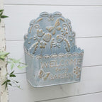 Decorative Hanging Wall Basket Shabby Chic Wall Planter for Indoor Planters Decor Blue Wall Planter Holder Metal Hanging Planter Wall Mounted Planter for Farmhouse Garden Wall Decor - Image 5