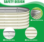 SnugNiture 4x2x1.5ft Raised Garden Bed Outdoor, 17" Tall Galvanized Metal Planter Box, Oval Raised Garden Bed Kit for Planting Vegetables Plants Fruits, Beige White - Image 6