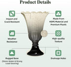 Tall Plastic Urn Planters and Pedestal - 24" Outdoor Planter Beige - Image 5