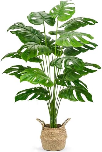 Der Rose 44" Tall Fake Plants, Artificial Tree in Round Basket Home Decor by DerRose