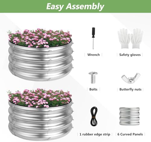 2 Pack 2x2x1ft Round Galvanized Raised Garden Bed Kits, Sliver - Image 7