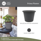 The HC Companies Prima Round Planter Pot, 24 Inch, Warm Gray, 2-Pack - Image 2