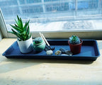 VUWEZ 2 Pack Plastic Plant Saucer, Rectangular 24 inch, Indoors Outdoor Plant Water Drip Tray for Flower Pot Planter, Windowsill Tray (8 X 24'', Blue) - Image 5