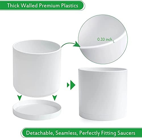 D'vine Dev Plastic Planter Pot with Saucer, 12 in, White, 74-X-A-3 - Image 4