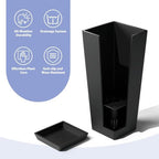 24in Tall Planters Set of 2 with Saucers, Black Classic - Image 4