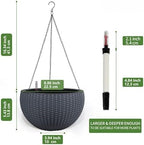 Dexceder 9 Inch Self Watering Hanging Planter (Gray) - Image 3