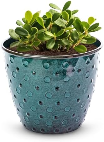 Headwind Ironstone Mandalay - 8" Spearmint Decorative Planter High-Gloss with Embossed Dotted Pattern & Durable Coated Finish – Lightweight Plant Pot Indoor & Outdoor Flower Pots Use by Robert Allen by Headwind