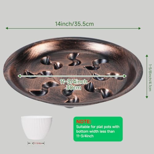4 Pack 14 inch Metallic Bronze Plastic Plant Saucer - Image 2