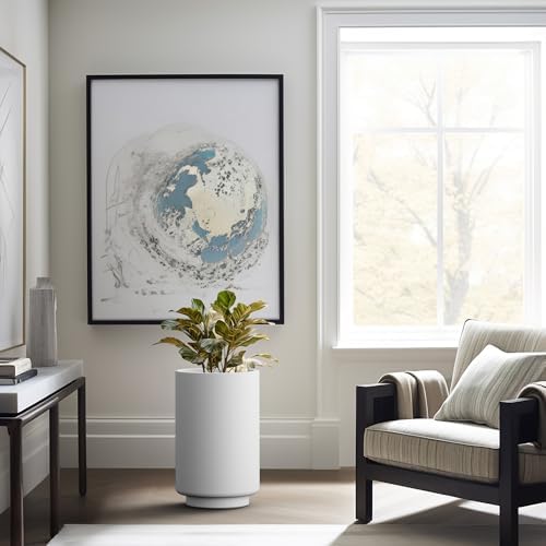 Kante Accent Round Tapered White Concrete Planter 20.1" Tall, Outdoor - Image 5