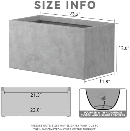 Kante Modern Rectangular Pale Gray Concrete Planter 23" L 12" H 12" W - Image 2