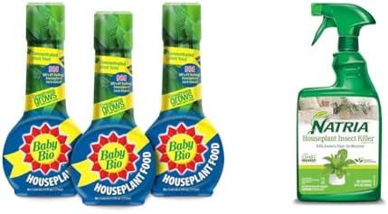 Baby Bio Houseplant Food, Concentrate, 5.9 Oz (3-Pack) with Natria Houseplant Insect Killer, Ready-to-Use, 24 oz by Unknown