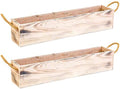 20" Rectangular Rustic Wood Planter with Handle and Plastic Liner l Rustic Whitewash l Country Style, Home and Wedding Decorations, Garden Ornaments (20x4 w Handle Set of 2, Whitewash) by Unknown