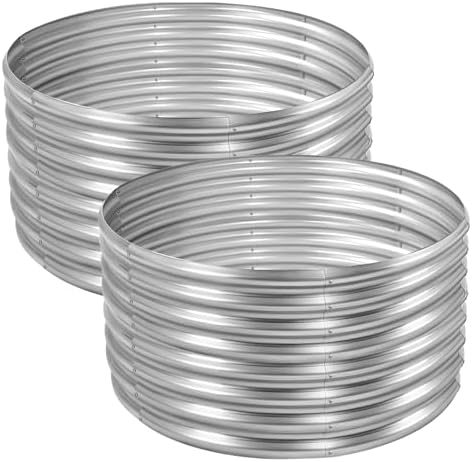 Land Guard 4×4×2ft Galvanized Raised Garden Bed Kit 2Pcs, Planter Raised Garden Beds Outdoor, Round Clearance Raised Garden Beds for Gardening Vegetables (Silver) by LandGuard