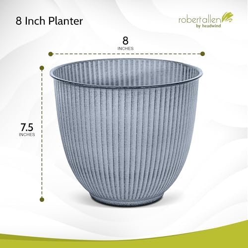 Headwind Robert Allen Natural Ironstone Decorative Planter, Archer Collection, Steel Blue, 8-inch - Image 2