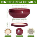 Succulent Pots - 8 Inch Bonsai Pots for Indoor Outdoor, Shallow Ceramic Planter with Drainage Hole and Saucer, Round Flower Succulent Planters, Apartment Decor, Gardening Gift, Wine Red - Image 2