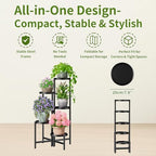 Tall Plant Stand Indoor Outdoor, Corner Metal Flower Pot Stands for Multiple Plants, 5 Tier Heavy Duty Plant Shelf for Patio Garden Balcony Living Room Bedroom - BlackDisk - Image 5