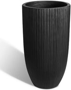 Heyzier Tall Planters for Outdoor Plants, Large Concrete Flower Pots for Garden Front Porch, Patio, Indoor (Vertical Black) by Heyzier