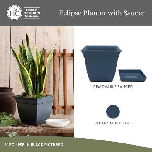 The HC Companies Eclipse Square Planter Pot, 12 Inch, Slate Blue, 2-Pack - Image 2