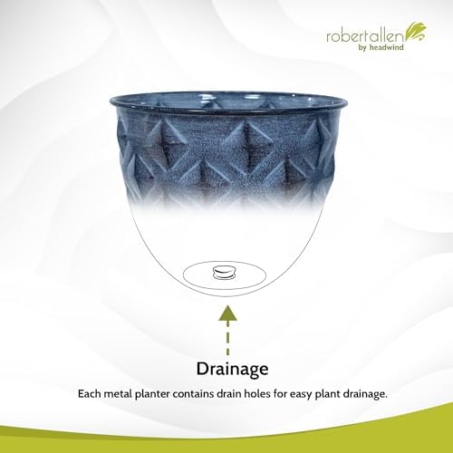 Headwind Glazed Ironstone Diamonte Collection – Capri Blue 10-Inch Decorative Plant Pot, Indoor & Outdoor, Vintage Diamond-Textured, Lightweight & Weather-Resistant for Garden Use by Robert Allen - Image 6