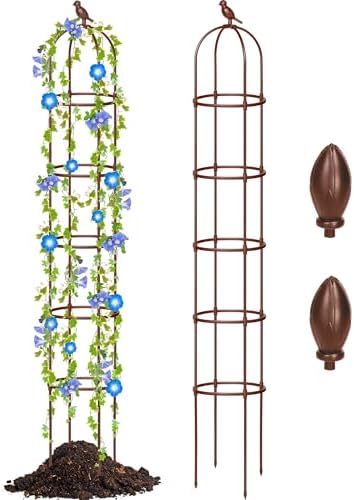 Sadnyy 2 Pack 7 ft Garden Trellis Obelisk for Rose Trellis Climbing Plants Outdoor Rustproof for Pots Tall Tower Plant Support Metal Garden Vines Flower Plants Support Outdoor Indoor(Brown) by Sadnyy