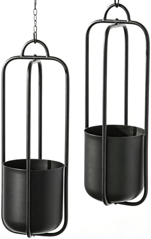 Hanging Planters for Indoor Plants Black Modern Hanging Pots for Plants 5.5 Inch,Metal Hanging Baskets Window Plant Hanger Ceiling Hanging Flower Pots with Chain for Wall Decor - Image 6