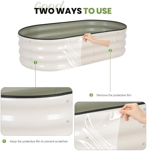 G GOOD GAIN 2Pcs Raised Garden Beds Galvanized, Planter Boxes Kit, White - Image 5