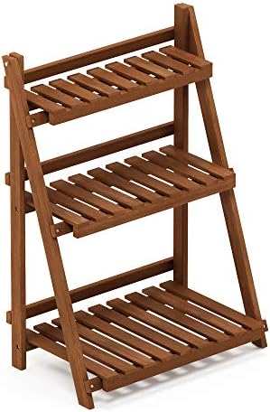 Furinno TIOMAN 3-Tier Ladder Plant Stand Outdoor, Easy Assembly, Natural - Image 4