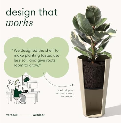 Veradek Demi Series Tall Planter - Tall Tapered Outdoor Planter with Shelf - Image 5